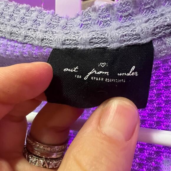 Urban Outfitters Light Blue Waffle Knit Long Sleeve Button Down - Picture 2 of 4